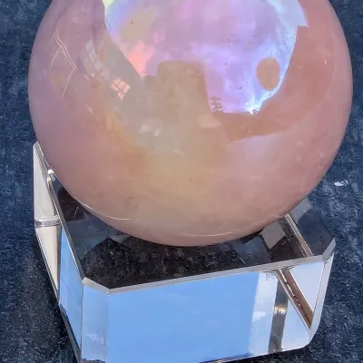 Aura rose quartz sphere