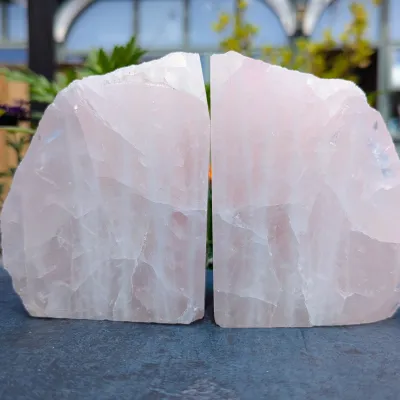 Rose quartz bookend 
