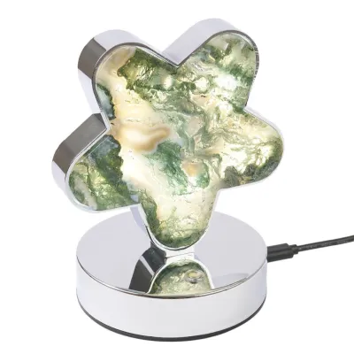 Moss agate crystal lamp