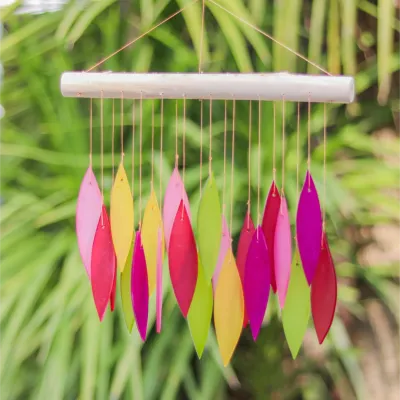 Recycled Glass wind chime pink