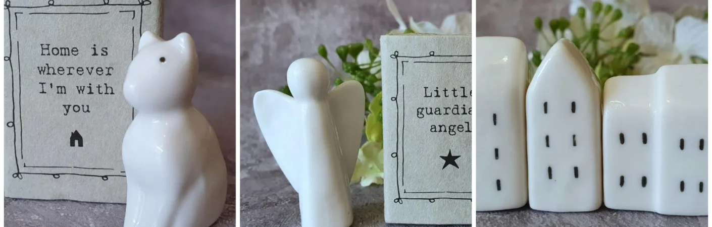 East of India Matchbox cat angel cottage