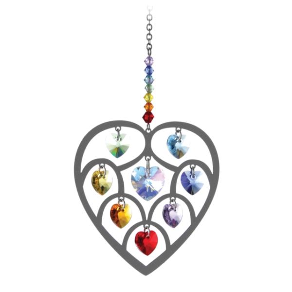heart crystal rainbow suncatcher
