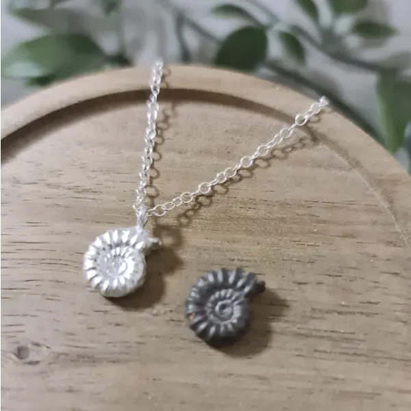 unique silver casting ammonite fossil