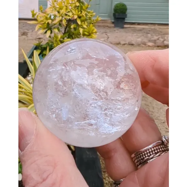 Fire ice crystal quartz sphere