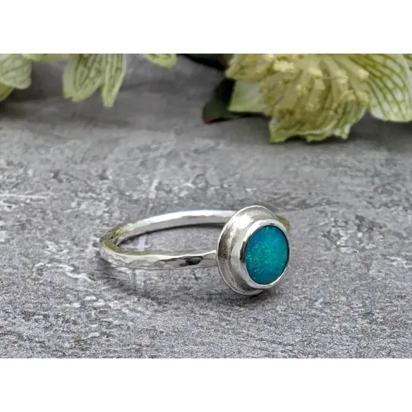 Rainbow opal jewellery ring