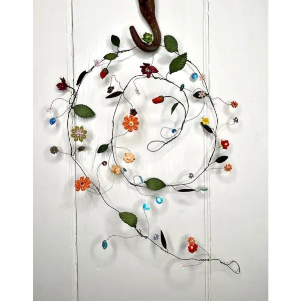 Bead button flower garland decoration