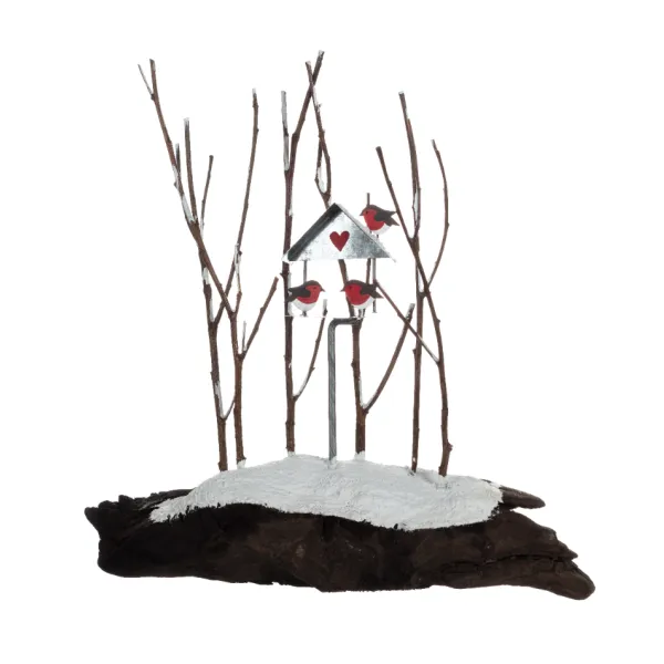 Shoeless Joe winter scene bird table feeder