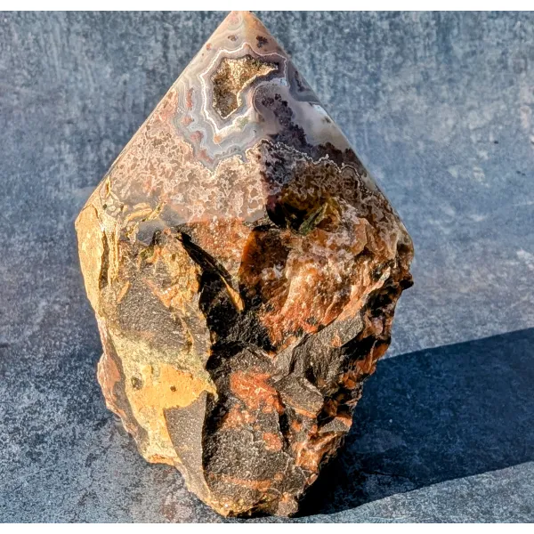 Polished jasper point natural blues