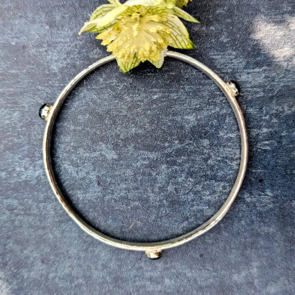 Abalone shell silver bangle