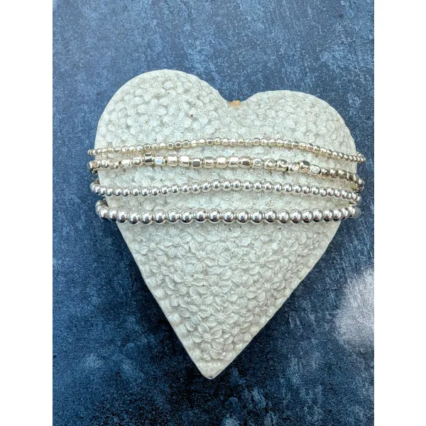 Stackable stretch bracelets sterling silver
