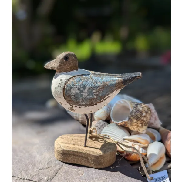 Carved wooden bird character 