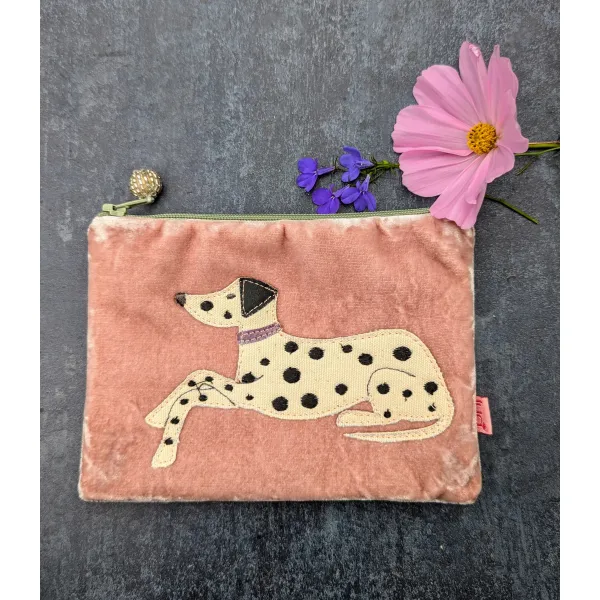 pink velvet dalmation purse