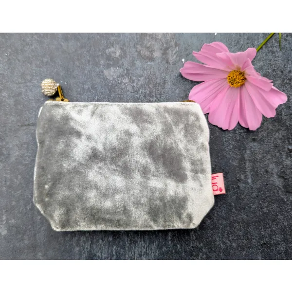 Dove grey velvet purse bag