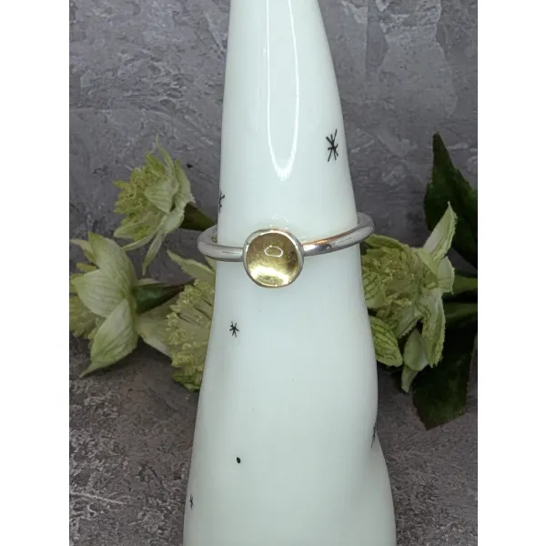 November birthday Yellow citrine cabochon stacker ring