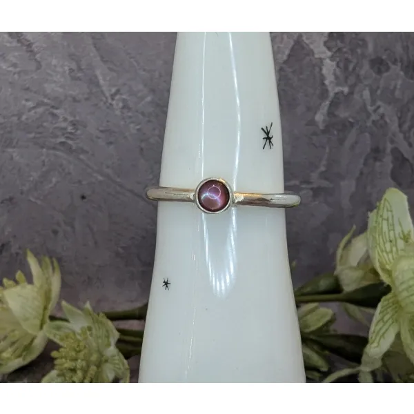 Pink abalone shell stacker ring