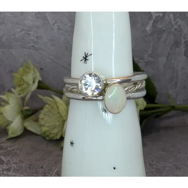 Australian opal jewellery stacking rings