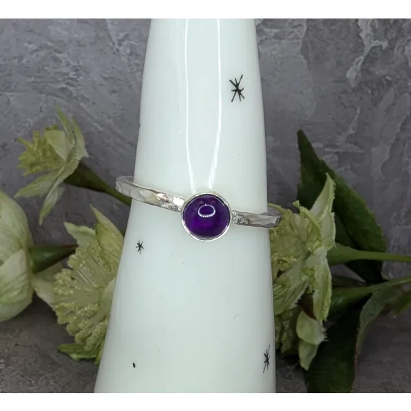 Amethyst February birthday stacking ring