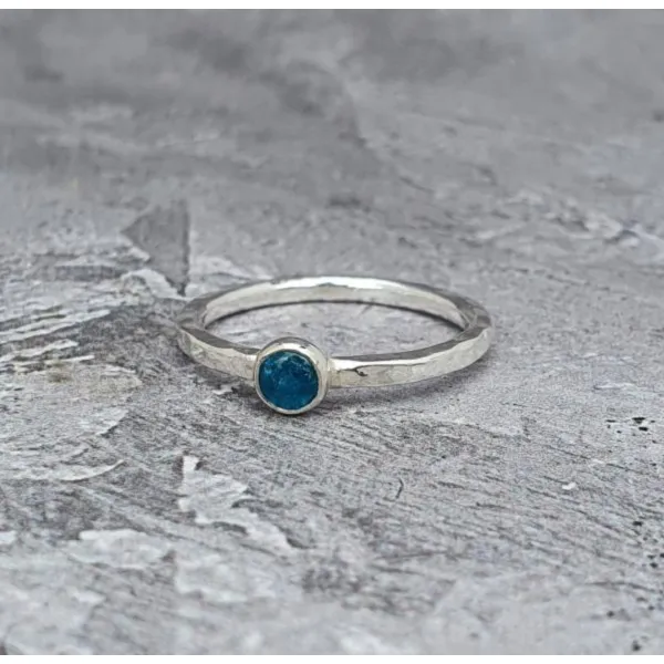 Ocean blue gemstone stacking ring