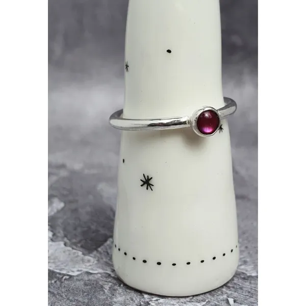 Paua shell pink gem stacker ring