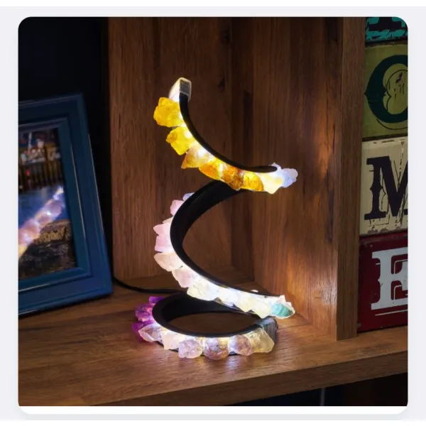 Beautiful glowing crystal lamp spiral
