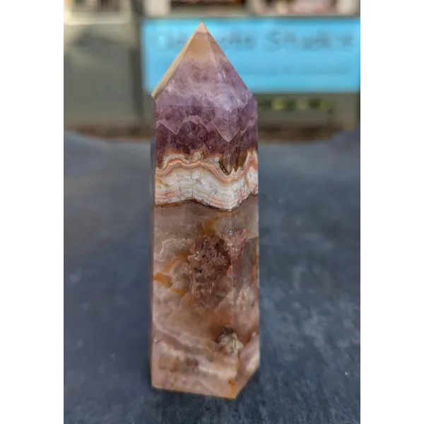 Banded amethyst crystal point