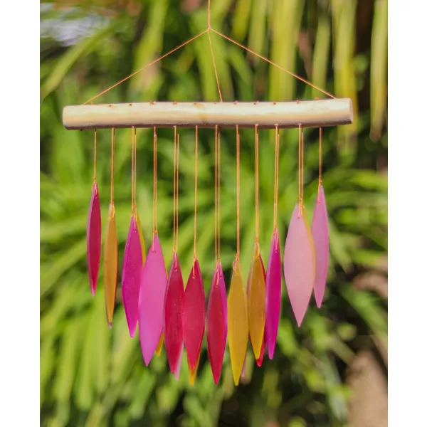 Pink glass garden windchime