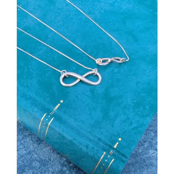 Classic silver necklace forever love