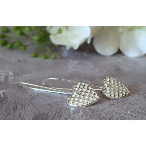 silver heart earrings dangles valentines