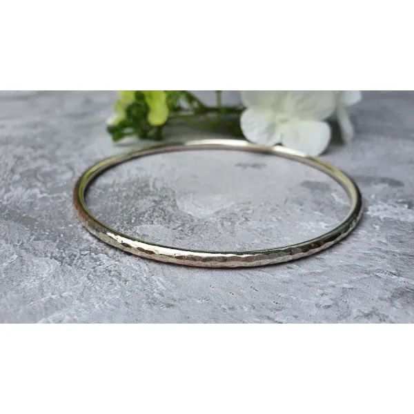 forged hammered silver stacking bangle