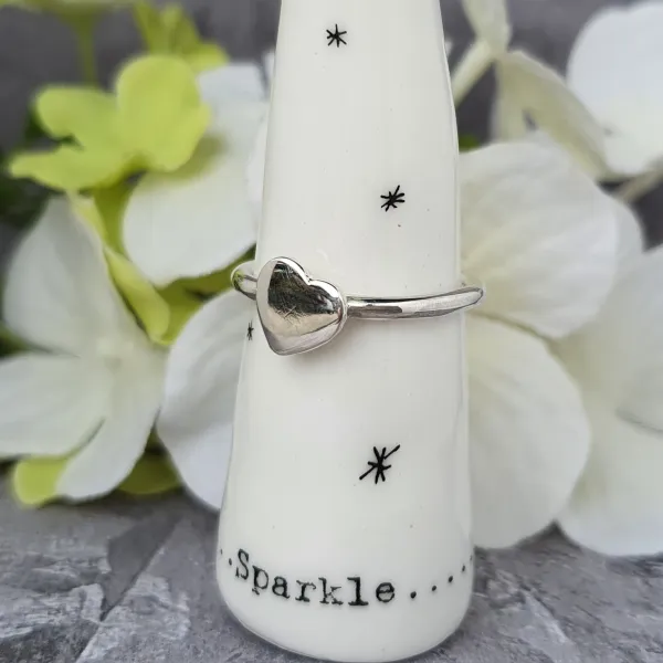 silver stacker ring heart charm