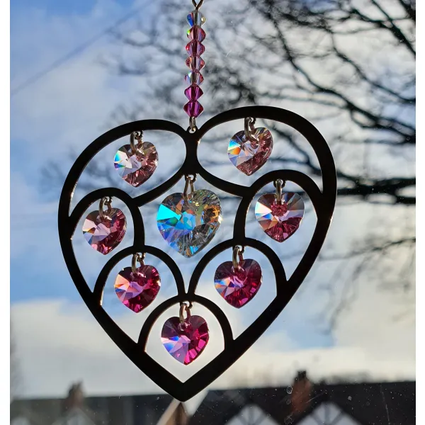 heart of hearts pink crystal hanger