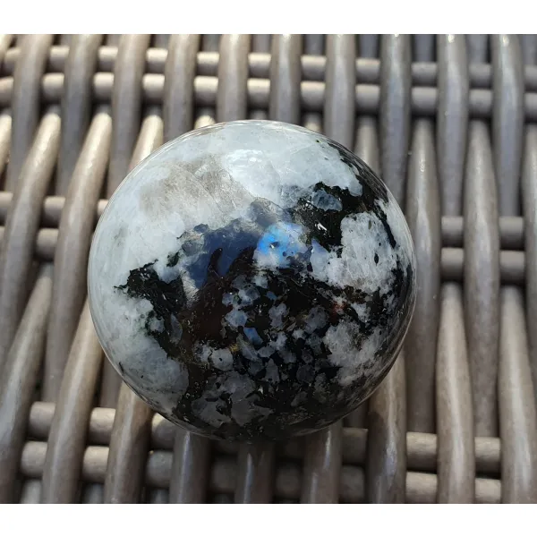 Black white mineral sphere