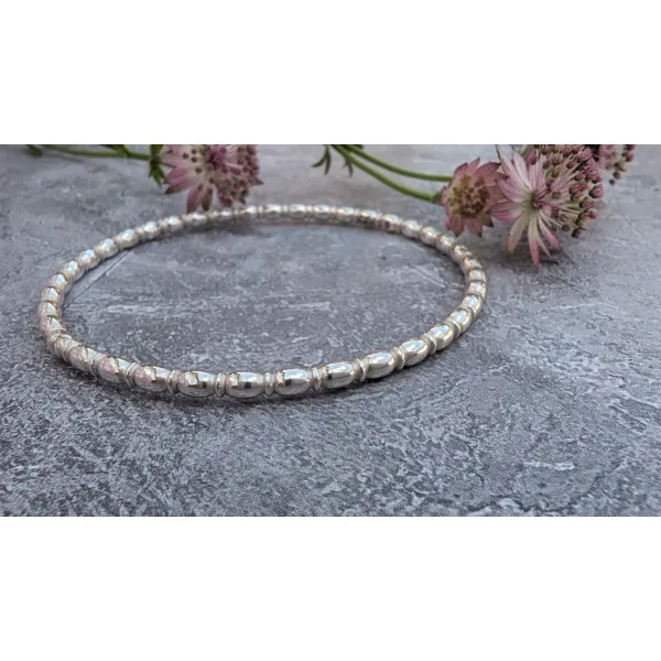 heavy silver bangle bamboo pattern