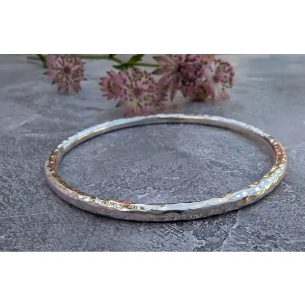 chunky silver stacker stacking bangle 
